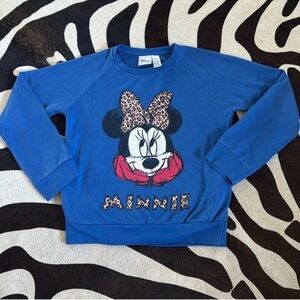 Zara Disney Mickey Mouse Kids/Girls Sweatshirt Sz 7/8 blue Leopard